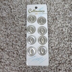 Costumakers Vintage Buttons 8 Count 3/4 Inch White Cat Eye Shank Size 30
